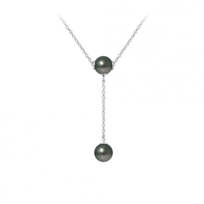 Halskette in Sterling Silber 925 und 2 Perlen von Tahiti