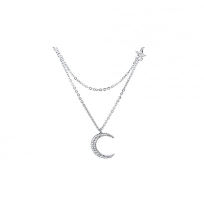 Collana Luna con cristallo Swarovski bianco e 925 argento