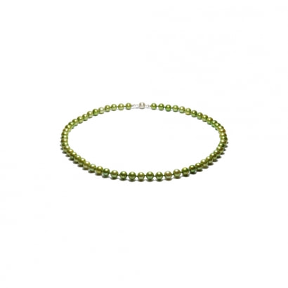 Jade Green Freshwater Pearl Necklace and 925 Silver Clasp