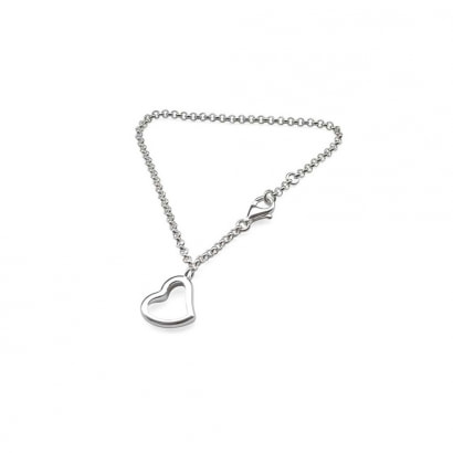 Heart Bracelet and 18K white Gold plated Silver 