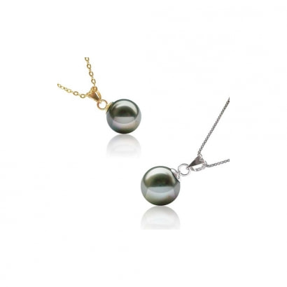 10mm Black Tahitian Pearl Pendant and 14K solid yellow Gold Mounting