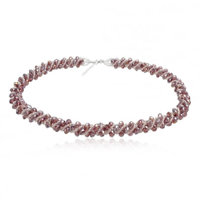Pink Crystal Necklace and 925 Silver