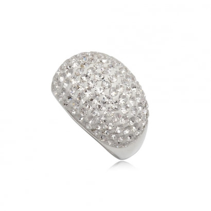 Kristall-Kuppel-Ring Weiß und 925-Sterlingsilber