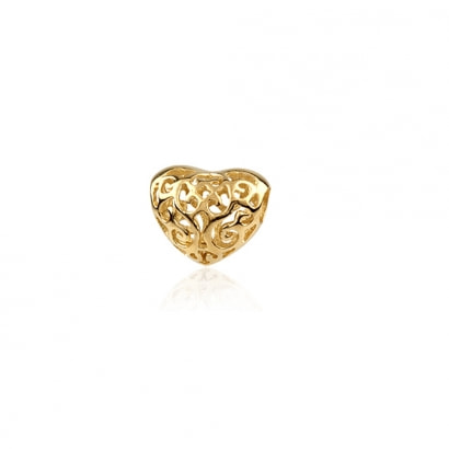 925 silver Yellow Gold plated Heart Charms Beads 