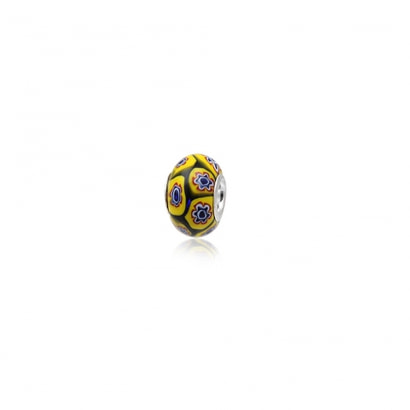 Yellow Murano Glass Charms Bead and 925 Silver