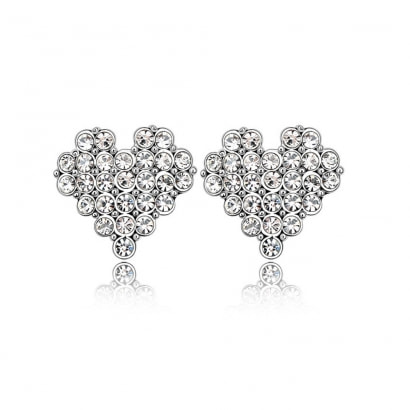 Heart Earrings made with a white Crystal from Swarovski
