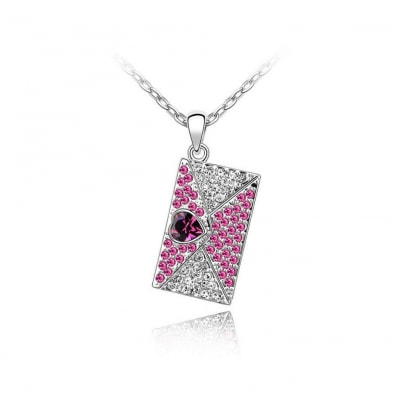Love Letter Pendant made with a Pink crystal from Swarovski