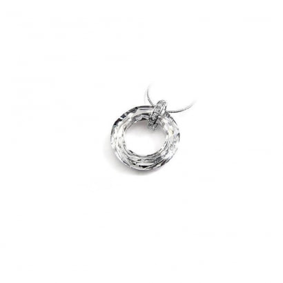 Circle Pendant made with a White Crystal from Swarovski 