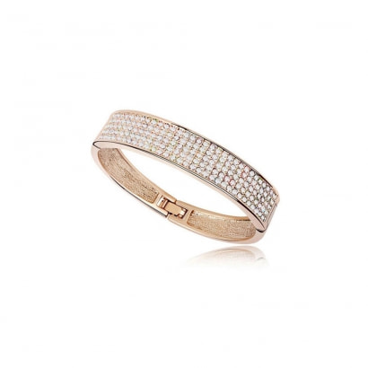 Bangle Bracelet made with a white Crystal from Swarovski and Yellow Gold plated