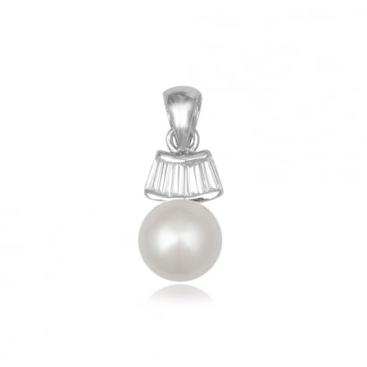 White Pearl and Zirconia stone pendant