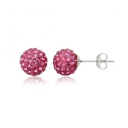 Pink Crystal Beads Earrings and 925 Silver