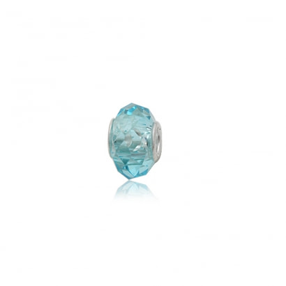 Blue facetted crystal Charms Bead and 925 Silver