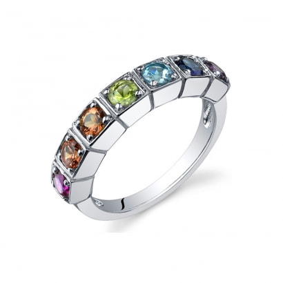 1.75 Precious Stones Alliance Ring and 925 Sterling Silver