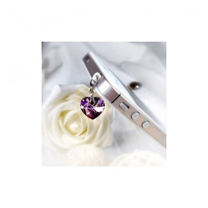 Accessoire Bijoux SmartPhone Coeur en Cristal de Swarovski Elements Violet