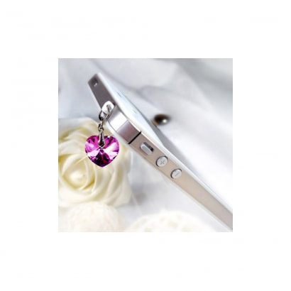 Accessoire Bijoux SmartPhone Coeur en Cristal de Swarovski Elements Rose