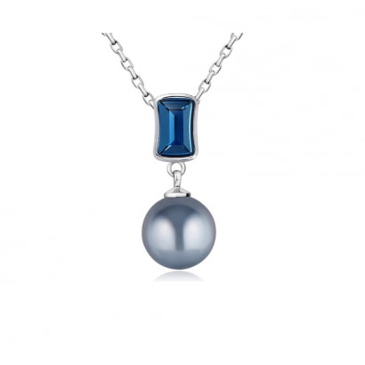 Colgante Perla y Cristal de Swarovski Elements Azul