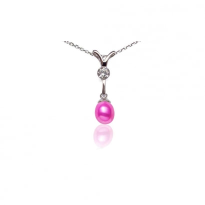 Halskette mit Y-förmigen rosafarbenen Perlen