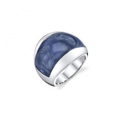 Denim Blue Cat's Eye Ring and 925 Silver