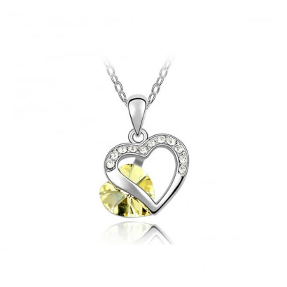 Heart Pendant mades with Yellow Swarovski Crystal Element 