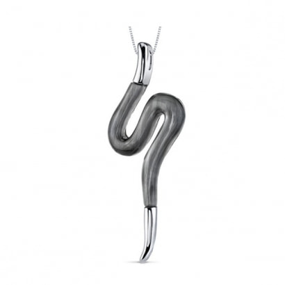 Gray Cat's Eye Snake Pendant and 925 Sterling Silver