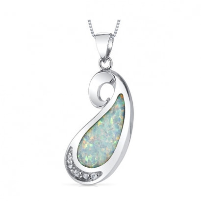 Spiral Opal Pendant and 925 Sterling Silver
