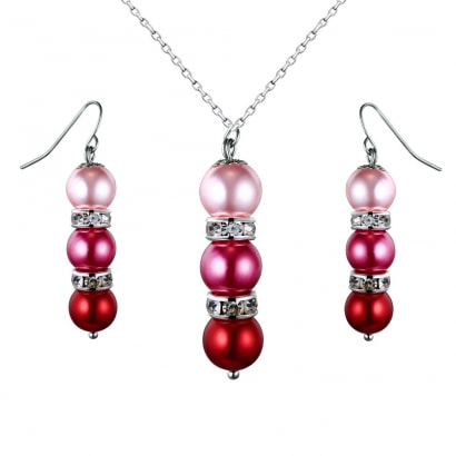 Juegos Colgante y Pendientes de perlas rosa