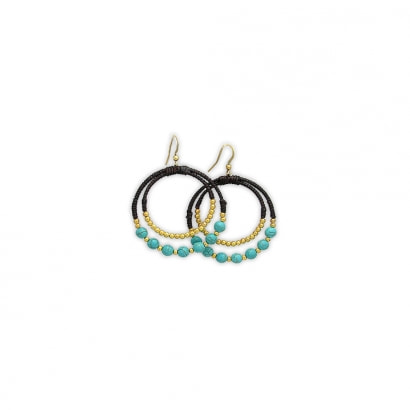 Turquoise Pearls Hoop Earrings 