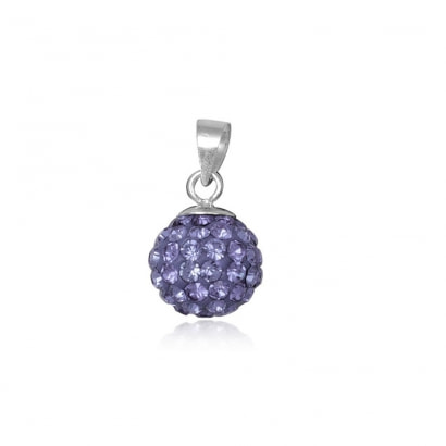 Purple Crystal Bead Pendant and 925 Silver
