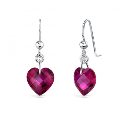 9 cts Ruby Heart Earrings and 925 Sterling Silver