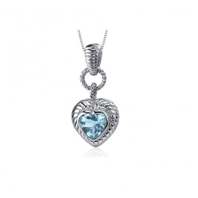 Blue 1.50 ctsTopaz Heart Pendant and Silver Mounting