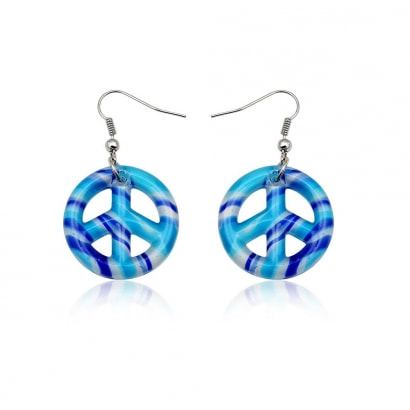 Earrings Peace Blue Murano Glass F