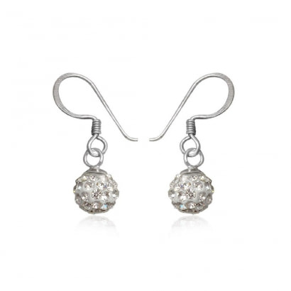 White Crystal dangling Earrings and 925 Silver