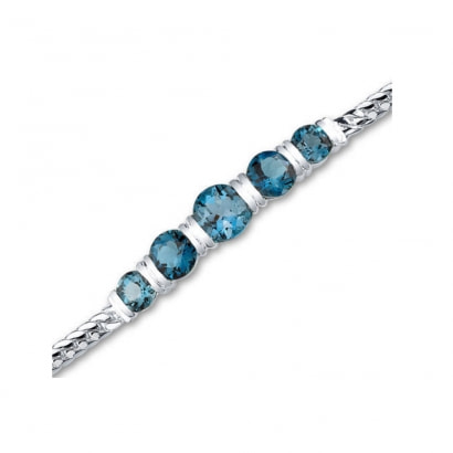 Armband in 925-Sterlingsilber mit blauen Topazsteinen (5,00 cts)