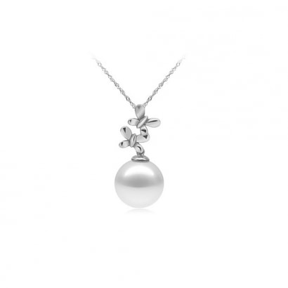 Butterfly Pendant 925 Silver and White Freshwater Pearl