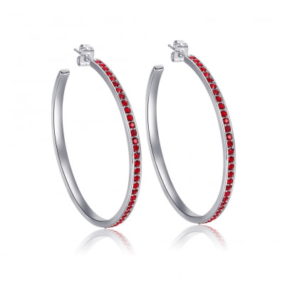 Red Swarovski Crystal Elements Large Hoop Earrings