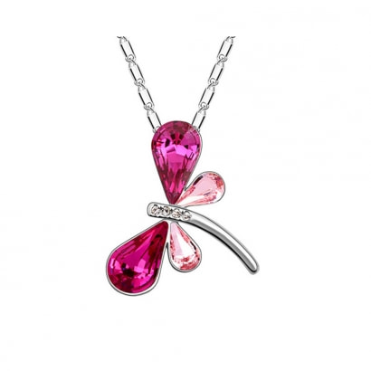 Butterfly Pendant made with Pink Swarovski Crystal Element 