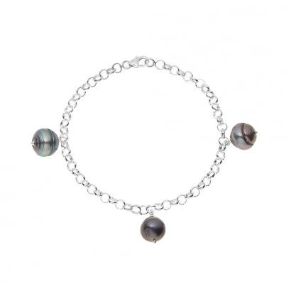 3 Tahitian Pearl Bracelet and 925 Sterling Silver