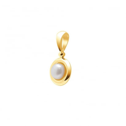 White Freshwater Pearl  Pendant and Yellow Gold 750/1000