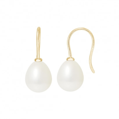 White Freshwater Pearls Hooks Earrings and yellow gold 375/1000
