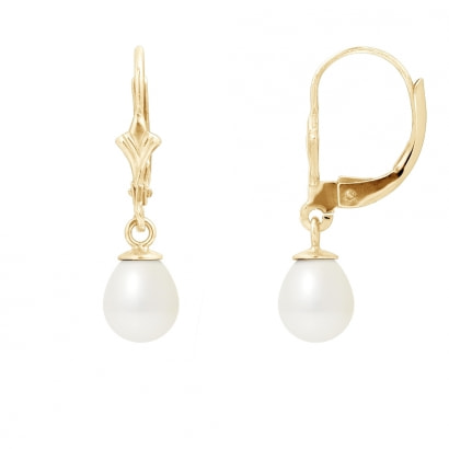 White Freshwater Pearl Earrings and yellow gold 375/1000