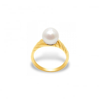 White Freshwater Pearl Ring and Yellow Gold 375/1000