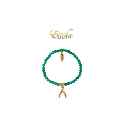 Ettika - Stretch Bracelet Wishbone Yellow Gold and Turquoise Pearls