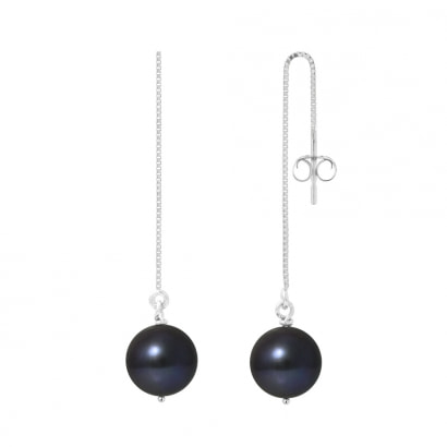 Black Freshwater Pearls Dangling Earrings and White gold 750/1000