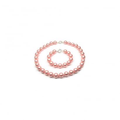 Pink Pearl Necklace and Bracelet Set and 925 Silver