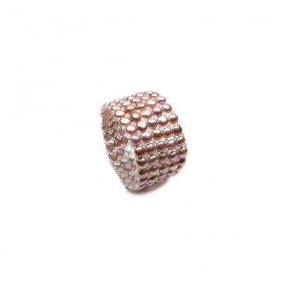 Stretch braccialetto 5 file perle coltivate lavanda
