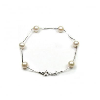Bracelet Perles de culture Blanches et Argent 925