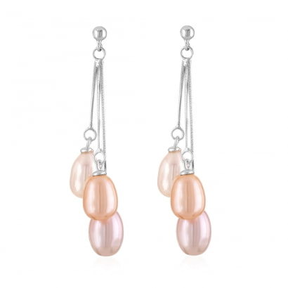 Multicolor Freshwater Pearl Earrings and Silver Mounting