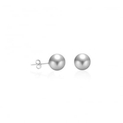 Boucles d’oreilles Perles d'imitation en nacre de 8 mm grises et Argent 925