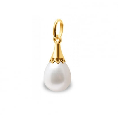 White Freshwater Pearl  Pendant and Yellow Gold 375/1000