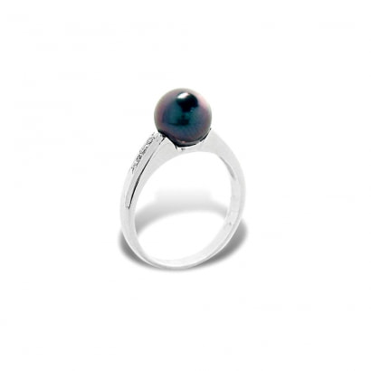 Ring Tahiti-Perlen, Diamanten und weißes Gold 375/1000